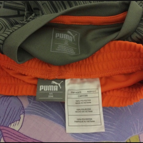 NWOT Puma 2 Pz Set  Toddler Puma Print Tee & Shorts Gery & Orange 18M - Picture 5 of 7